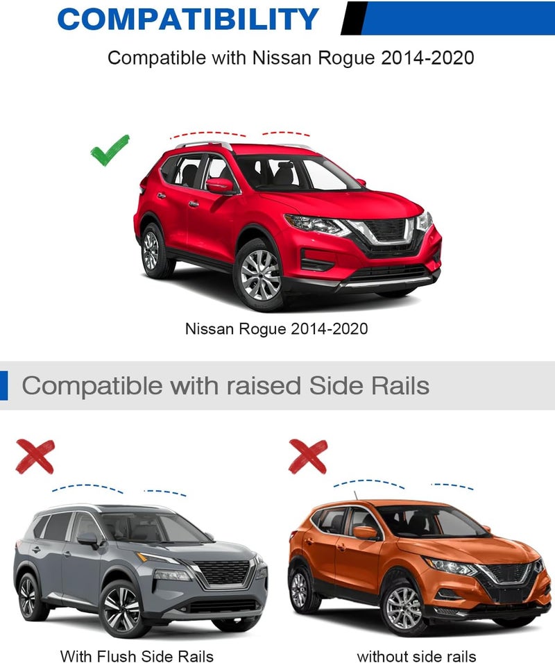 wonderdriver 300lbs Roof Rack Cross Bars Compatible with Nissan Rogue 2014-2020 (with Raised Side Rails), Heavy Duty Aluminum Lockable Roof Rails Crossbars Black Rooftop Cargo Carrier Luggage - Image 2